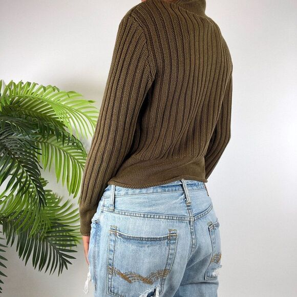 Women's Vintage Fairy Grunge Green Granola Girl Knit Turtleneck Sweater / M - Picture 2 of 5